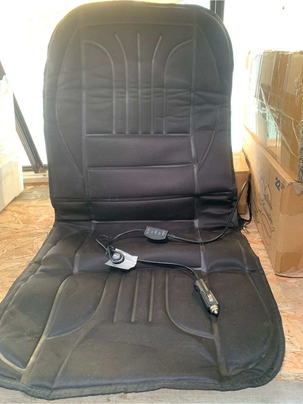 Universal Black Heated Car Seat Cushion with 12V Power Plug